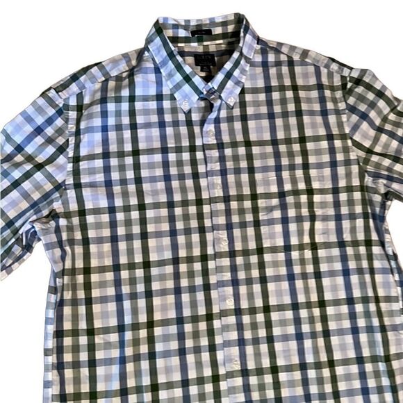J Crew Men’s XL Blue Green White Striped Long Sleeve Button Down Shirt - Picture 2 of 7